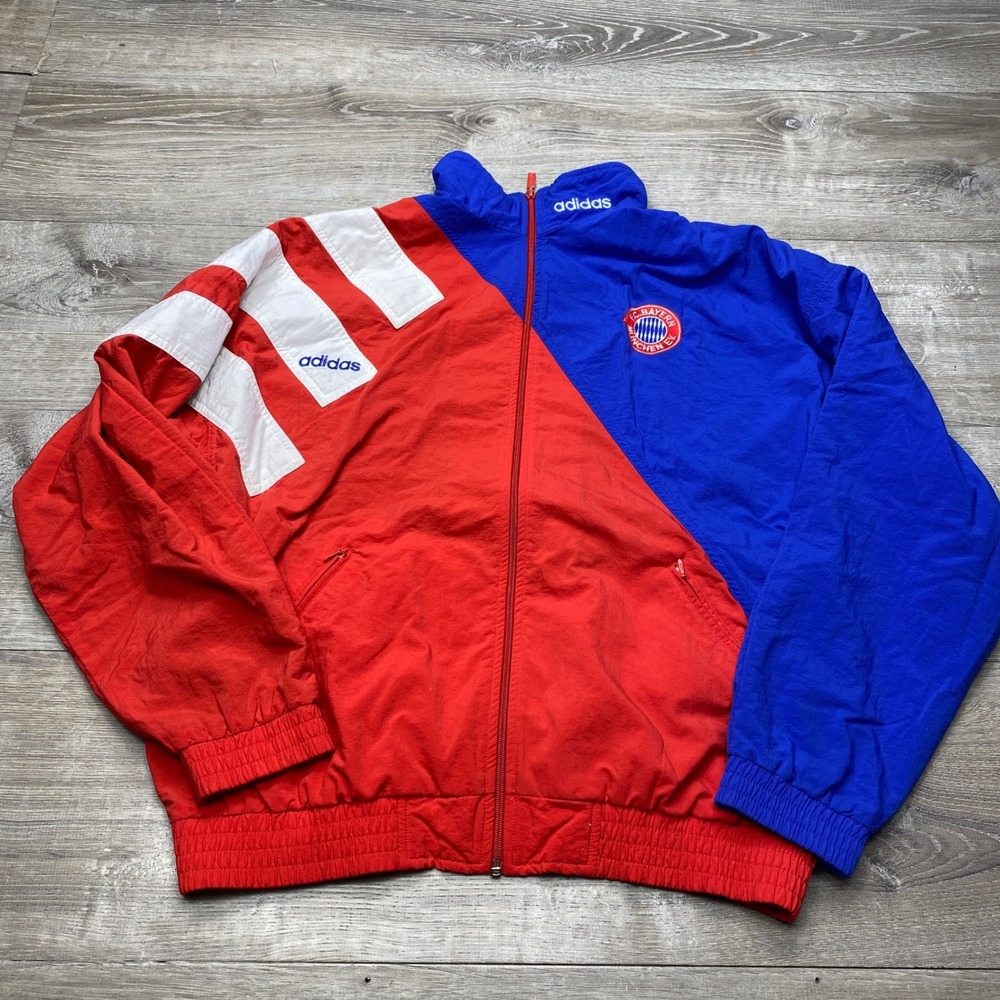 Adidas Jacket Mens S/M Red Blue Vintage 1993/94 FC Bayern Munich Windbreaker 90s